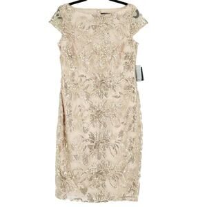 Marina Rinaldi Sequin Embroidered Cocktail Sheath Dress Women's Size 10 New with